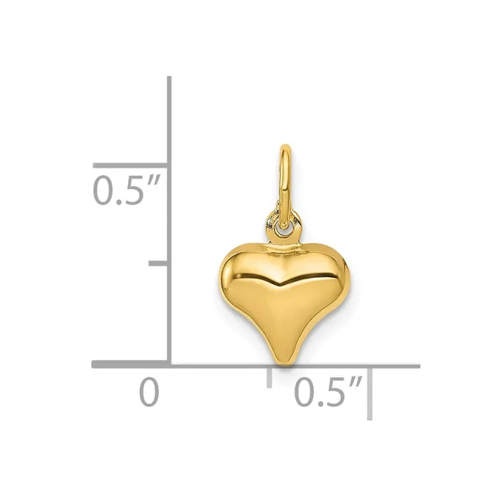 TreasureFineJewelers Charm Necklaces 14K Polished 3D Puffed Heart Charm