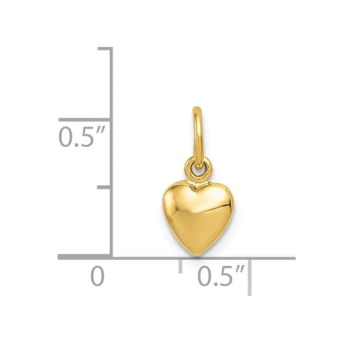 TreasureFineJewelers Charm Necklaces 14K Polished 3D Puffed Heart Charm