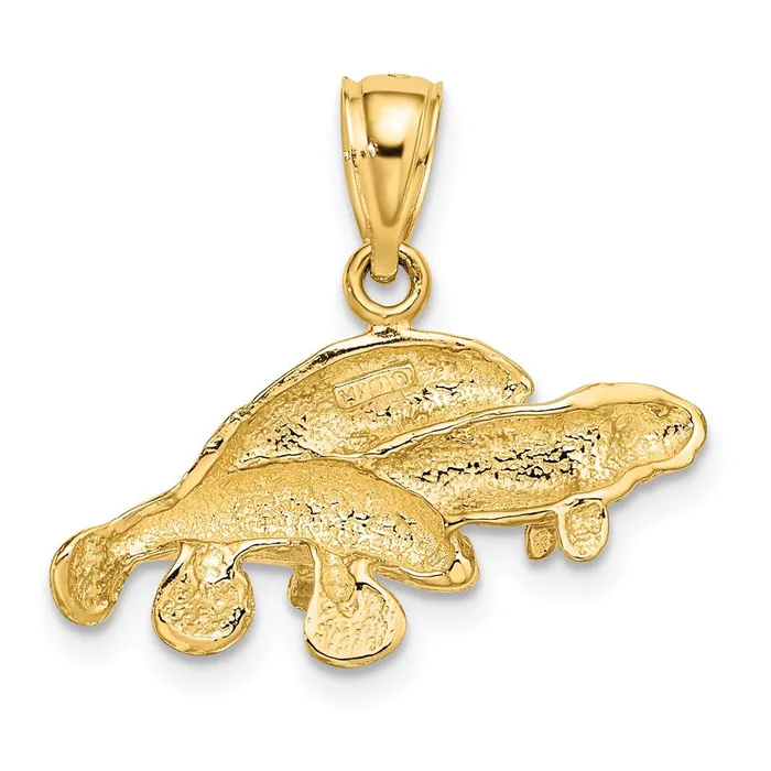 TreasureFineJewelers Charm Necklaces 14K Polished Triple Manatee Charm