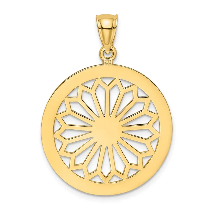 TreasureFineJewelers Charm Necklaces 14K Retro Diasy In Round Frame Charm TreasureFineJewelers Charm Necklaces 14K Retro Diasy In Round Frame Charm
