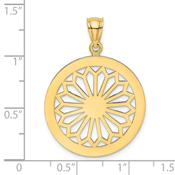 TreasureFineJewelers Charm Necklaces 14K Retro Diasy In Round Frame Charm