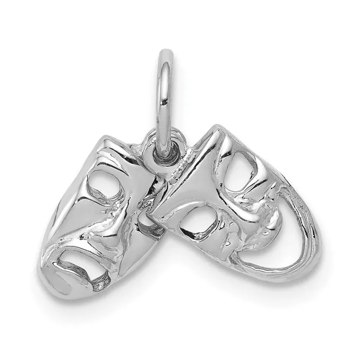 TreasureFineJewelers Charm Necklaces 14k White Gold ComedyTragedy 2Piece Charm TreasureFineJewelers Charm Necklaces 14k White Gold ComedyTragedy 2Piece Charm