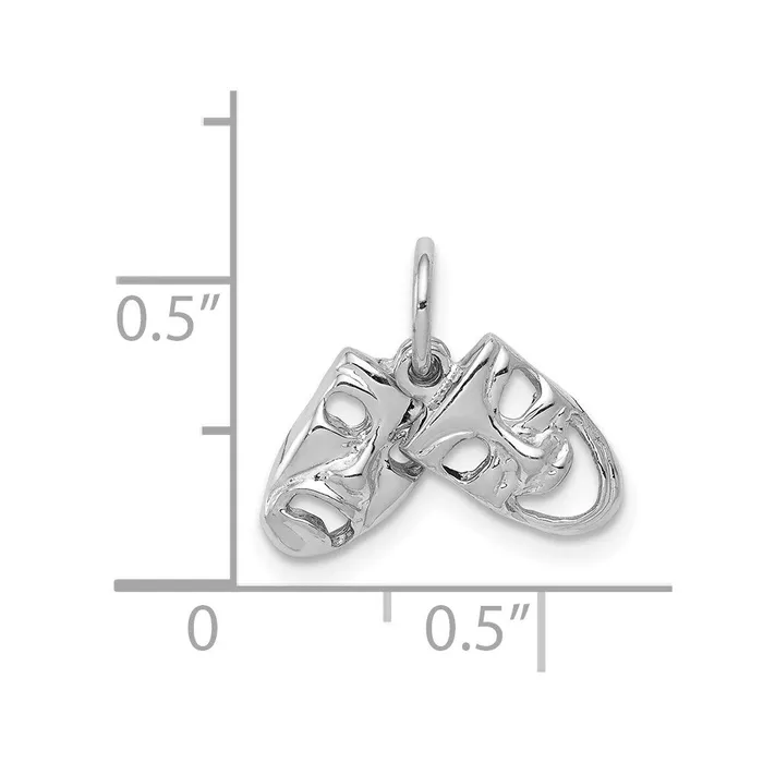TreasureFineJewelers Charm Necklaces 14k White Gold ComedyTragedy 2Piece Charm