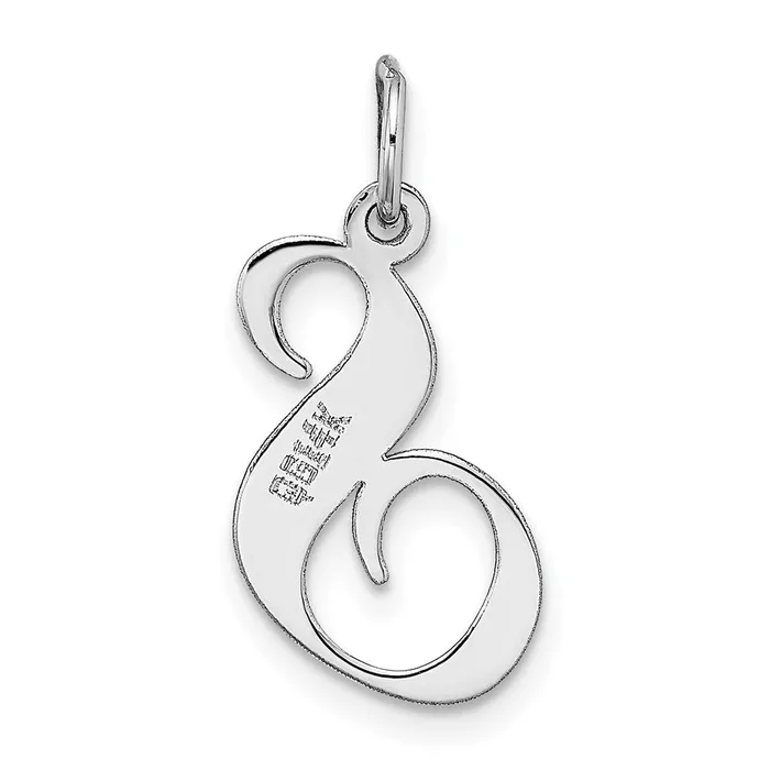 TreasureFineJewelers Charm Necklaces 14K White Gold Medium Fancy Script Letter S Initial Charm