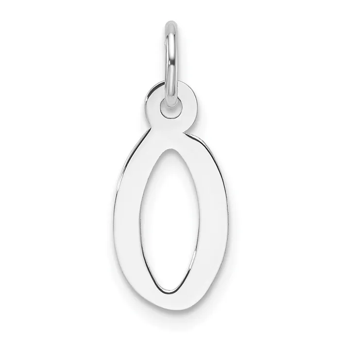 TreasureFineJewelers Charm Necklaces 14K White Gold Slanted Block Letter O Initial Charm TreasureFineJewelers Charm Necklaces 14K White Gold Slanted Block Letter O Initial Charm