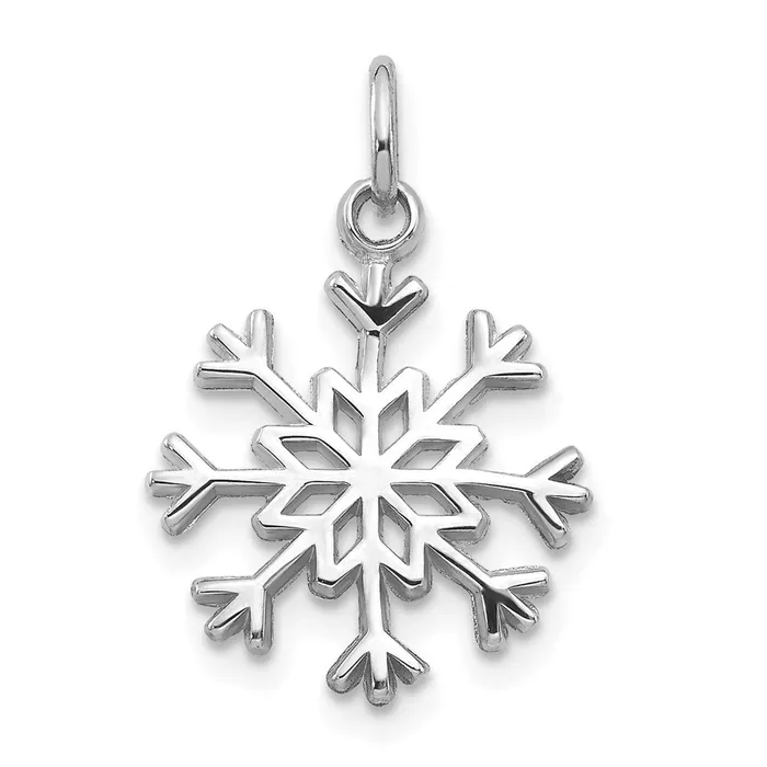 TreasureFineJewelers Charm Necklaces 14k White Gold Snowflake Charm