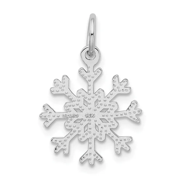 TreasureFineJewelers Charm Necklaces 14k White Gold Snowflake Charm