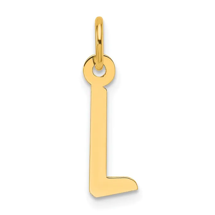 TreasureFineJewelers Charm Necklaces 14k Yellow Gold Slanted Block Letter L Initial Charm TreasureFineJewelers Charm Necklaces 14k Yellow Gold Slanted Block Letter L Initial Charm