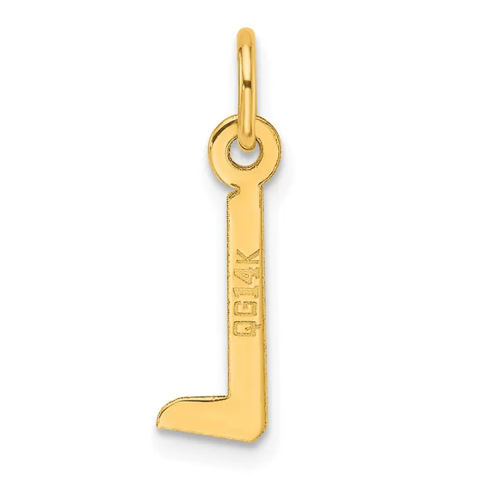 TreasureFineJewelers Charm Necklaces 14k Yellow Gold Slanted Block Letter L Initial Charm