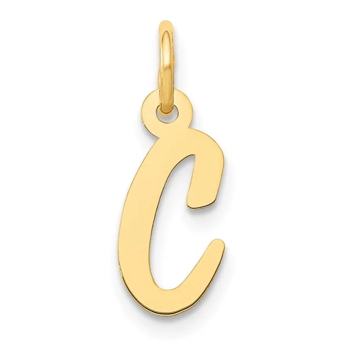 TreasureFineJewelers Charm Necklaces 14k Yellow Gold Small Script Letter C Initial Charm TreasureFineJewelers Charm Necklaces 14k Yellow Gold Small Script Letter C Initial Charm