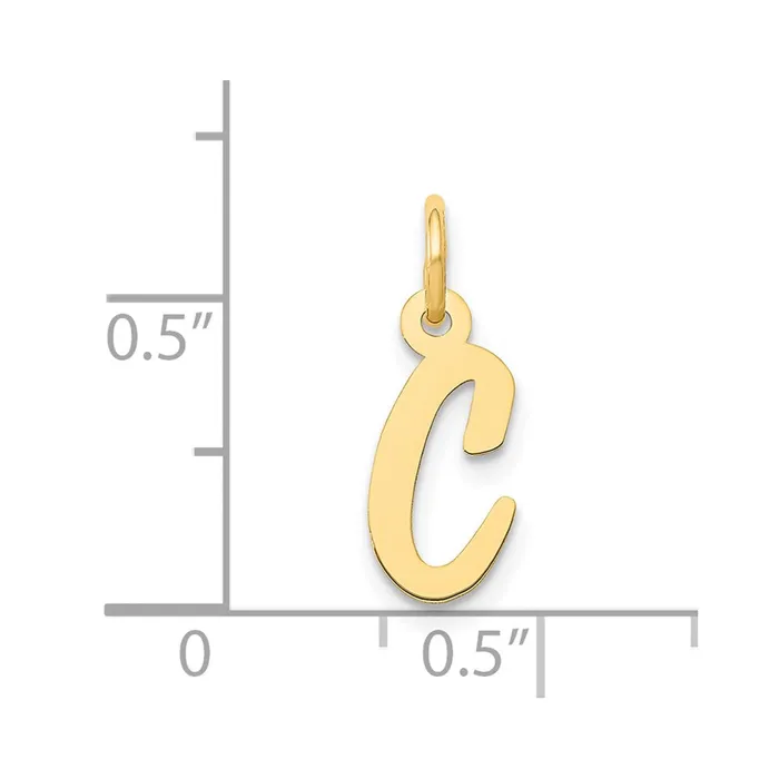 TreasureFineJewelers Charm Necklaces 14k Yellow Gold Small Script Letter C Initial Charm
