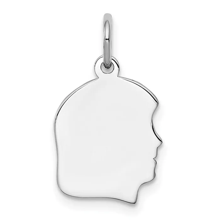 TreasureFineJewelers Charm Necklaces Sterl Silver Rhplt Engraveable Girl Polished FrontSatin Back Disc Charm