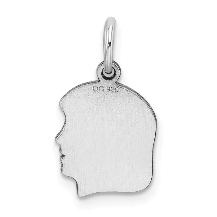 TreasureFineJewelers Charm Necklaces Sterl Silver Rhplt Engraveable Girl Polished FrontSatin Back Disc Charm