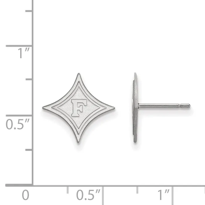 TreasureFineJewelers Earrings 10K White Gold Furman University Small Post Earrings