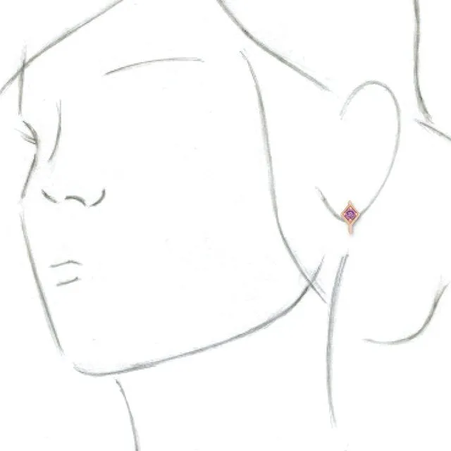 TreasureFineJewelers Earrings 14K Rose Pink Sapphire Geometric Hoop Earrings