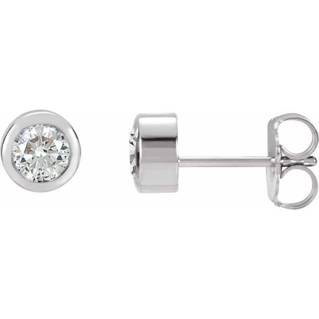 TreasureFineJewelers Earrings 14K White 4 mm Round Genuine White Sapphire Birthstone Earrings TreasureFineJewelers Earrings 14K White 4 mm Round Genuine White Sapphire Birthstone Earrings