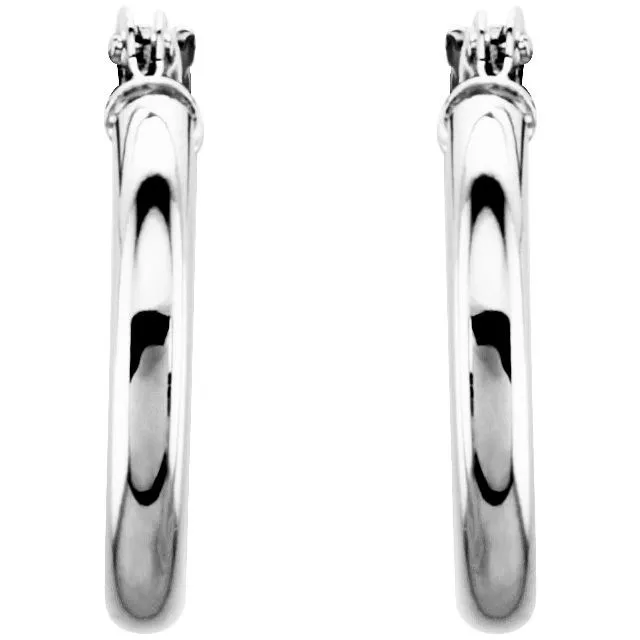TreasureFineJewelers Earrings 14K White Gold 15 mm Huggie Hoop Earrings
