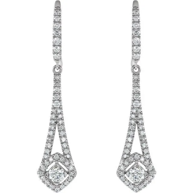 TreasureFineJewelers Earrings 14K White Gold 34 CTW Natural Diamond Chandelier Earrings
