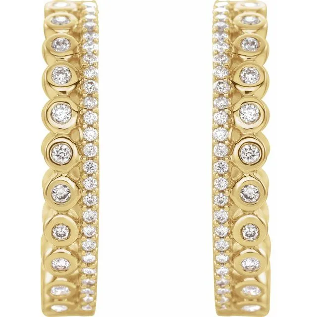 TreasureFineJewelers Earrings 14K Yellow 13 CTW Diamond Geometric Hoop Earrings