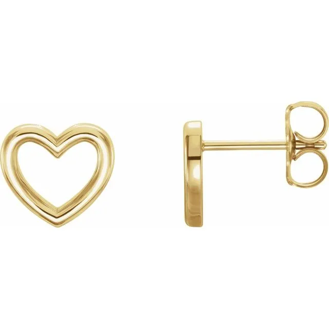 TreasureFineJewelers Earrings 14K Yellow Heart Earrings
