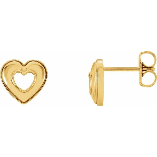 TreasureFineJewelers Earrings 14K Yellow Heart Earrings