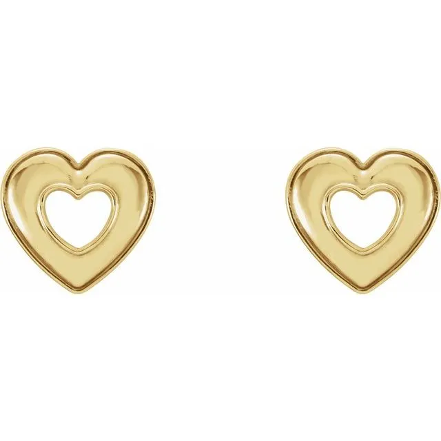 TreasureFineJewelers Earrings 14K Yellow Heart Earrings