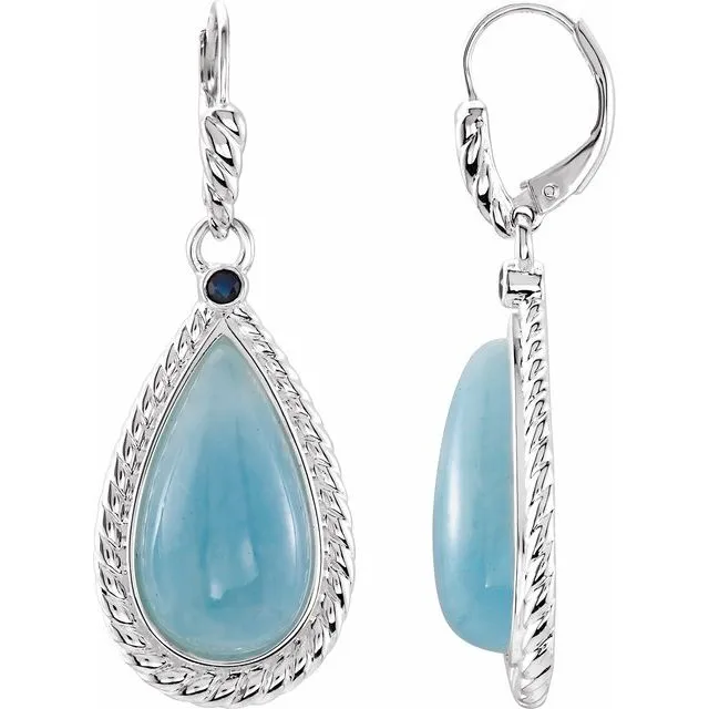 TreasureFineJewelers Earrings Sterling Silver Milky Aquamarine Blue Sapphire Earrings TreasureFineJewelers Earrings Sterling Silver Milky Aquamarine Blue Sapphire Earrings