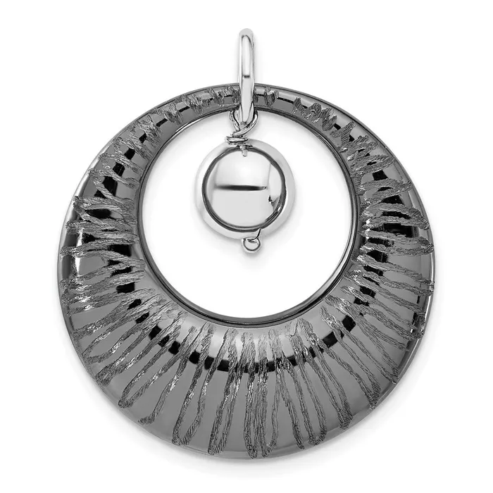 TreasureFineJewelers Leslies Sterling Silver Rutheniumplated Polished Textured Pendant Necklaces TreasureFineJewelers Leslies Sterling Silver Rutheniumplated Polished Textured Pendant Necklaces