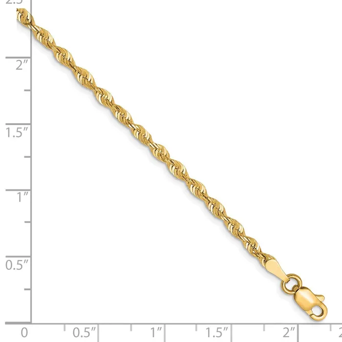 TreasureFineJewelers Necklaces 10K 25mm DiamondCut Lightweight Rope Chain