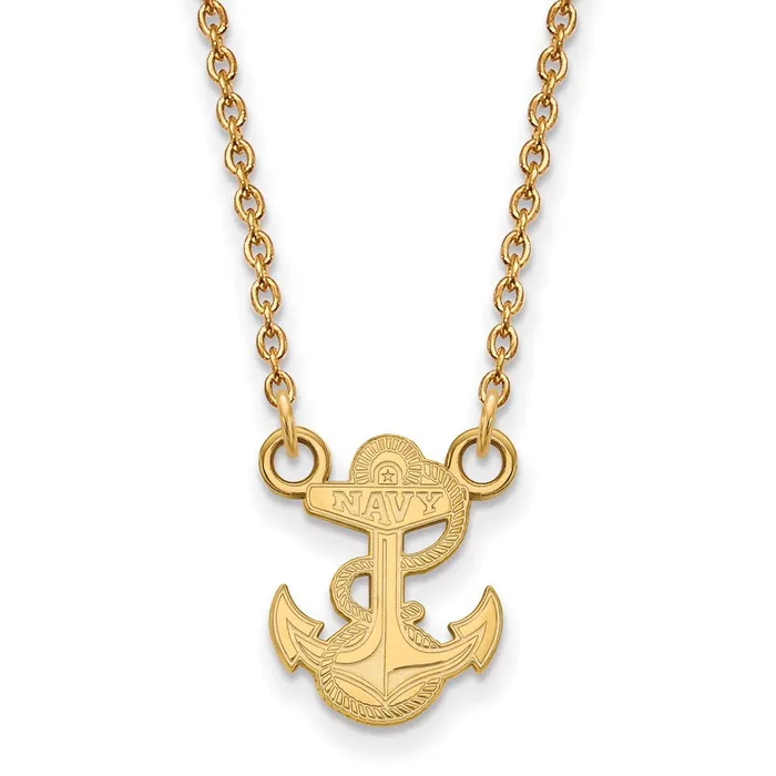 TreasureFineJewelers Necklaces 10K Yellow Gold Navy Small Pendant with Necklace TreasureFineJewelers Necklaces 10K Yellow Gold Navy Small Pendant with Necklace