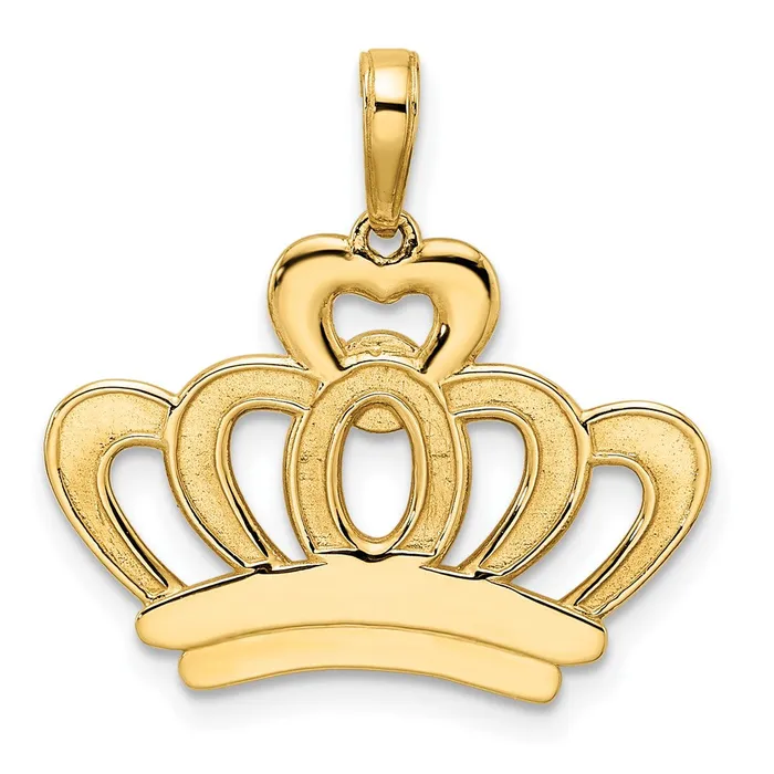 TreasureFineJewelers Necklaces 14k and White Rhodium Diamondcut Crown Pendant