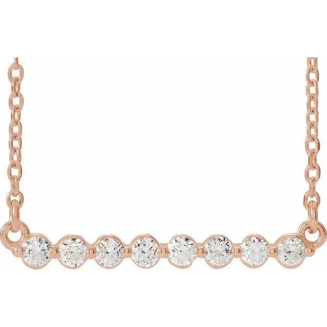 TreasureFineJewelers Necklaces 14K Rose Gold 14 CTW Natural Diamond Bar 16 Necklace TreasureFineJewelers Necklaces 14K Rose Gold 14 CTW Natural Diamond Bar 16 Necklace