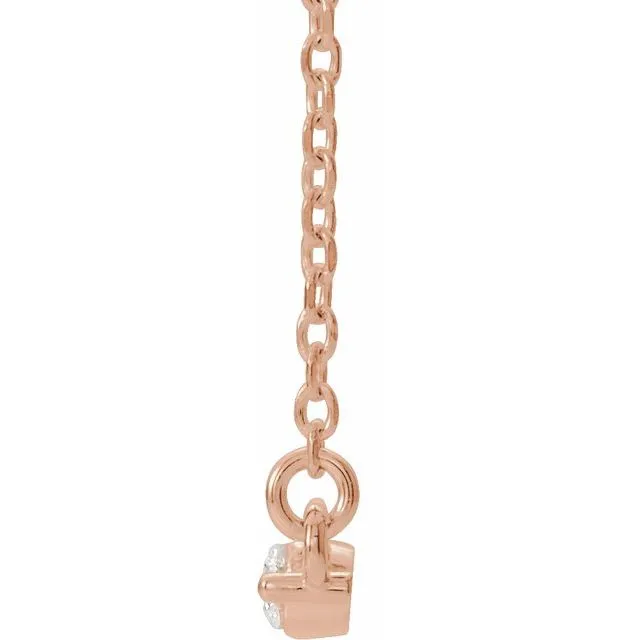 TreasureFineJewelers Necklaces 14K Rose Gold 14 CTW Natural Diamond Bar 16 Necklace