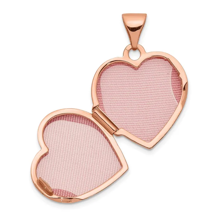 TreasureFineJewelers Necklaces 14k Rose Gold Diamond Polished 15mm Heart Locket