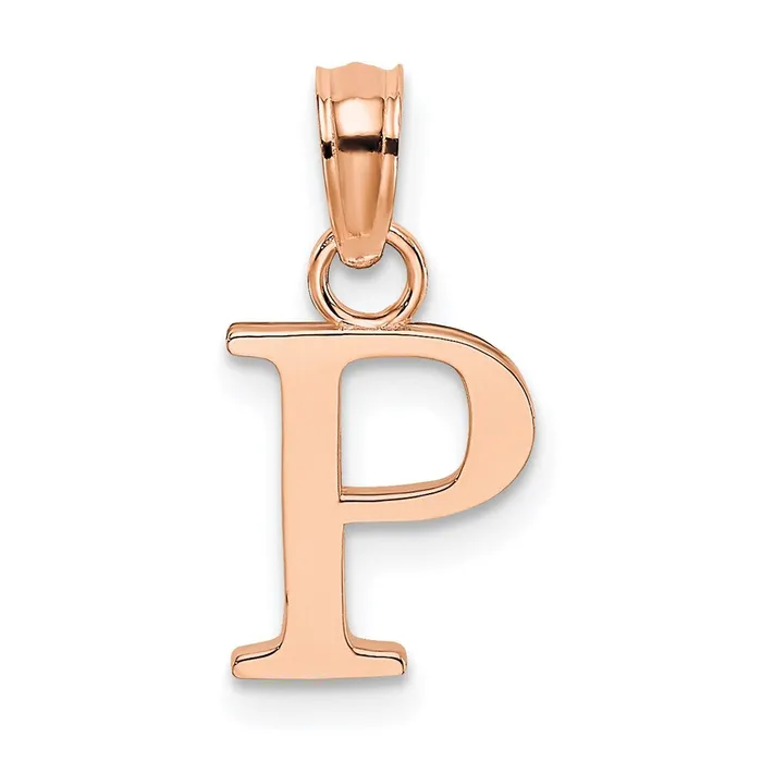 TreasureFineJewelers Necklaces 14K Rose Gold Polished Block Letter P Initial Pendant TreasureFineJewelers Necklaces 14K Rose Gold Polished Block Letter P Initial Pendant