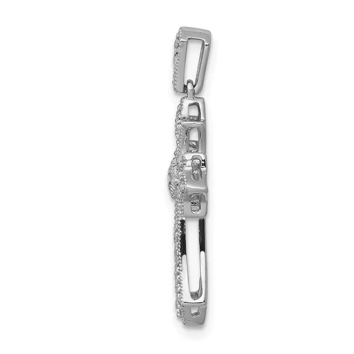 TreasureFineJewelers Necklaces 14k White Gold 16ct Diamond Fleur de Lis Cross Pendant