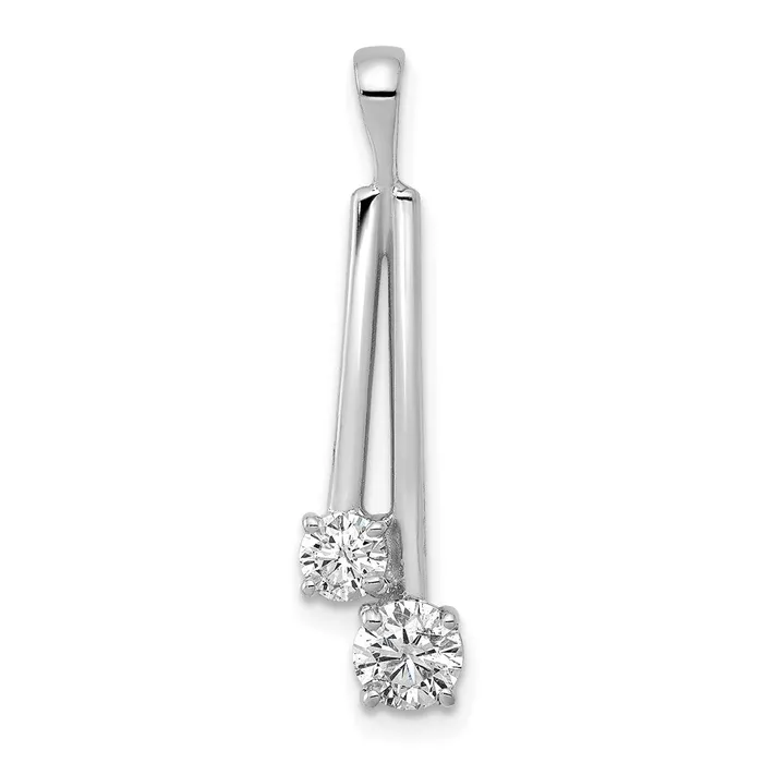 TreasureFineJewelers Necklaces 14k White Gold AAA Diamond Two Stone Pendant TreasureFineJewelers Necklaces 14k White Gold AAA Diamond Two Stone Pendant