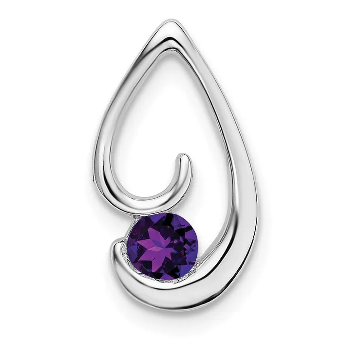 TreasureFineJewelers Necklaces 14k White Gold Amethyst Chain Slide