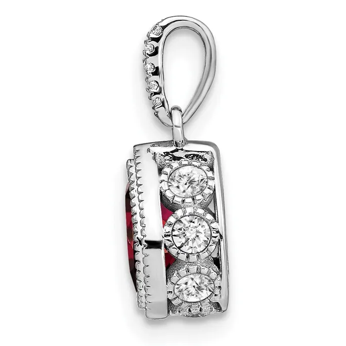 TreasureFineJewelers Necklaces 14k White Gold Pear Garnet and Diamond Pendant