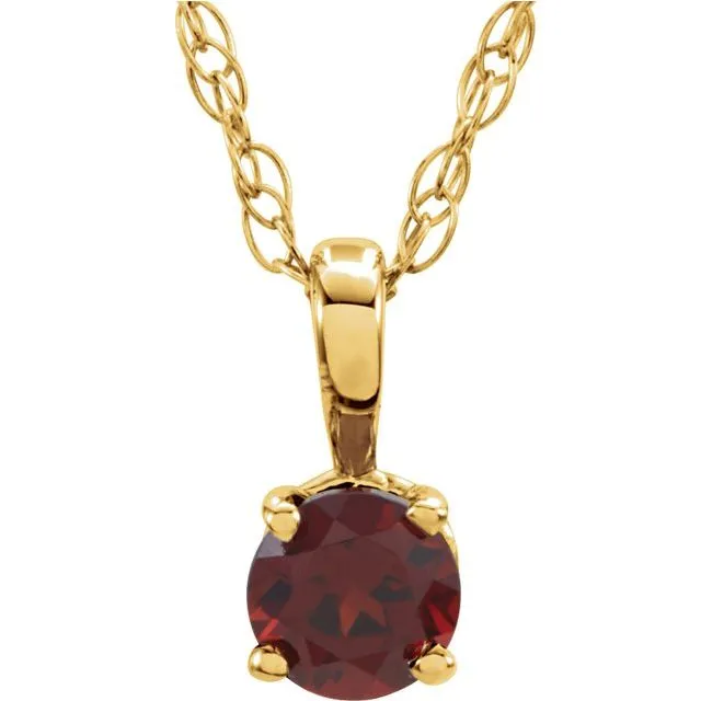 TreasureFineJewelers Necklaces 14K Yellow 3 mm Round January Imitation Mozambique Garnet Youth Birthstone 14 Necklace TreasureFineJewelers Necklaces 14K Yellow 3 mm Round January Imitation Mozambique Garnet Youth Birthstone 14 Necklace
