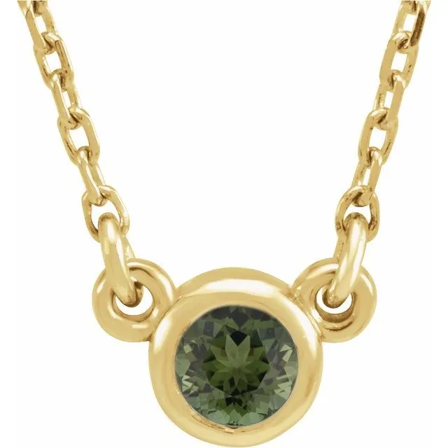 TreasureFineJewelers Necklaces 14K Yellow Gold 3 mm Round Natural Green Tourmaline Solitaire 18 Necklace TreasureFineJewelers Necklaces 14K Yellow Gold 3 mm Round Natural Green Tourmaline Solitaire 18 Necklace