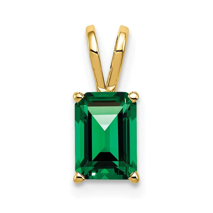 TreasureFineJewelers Necklaces 14k Yellow Gold 8x6mm Emerald Cut Mount St Helens pendant