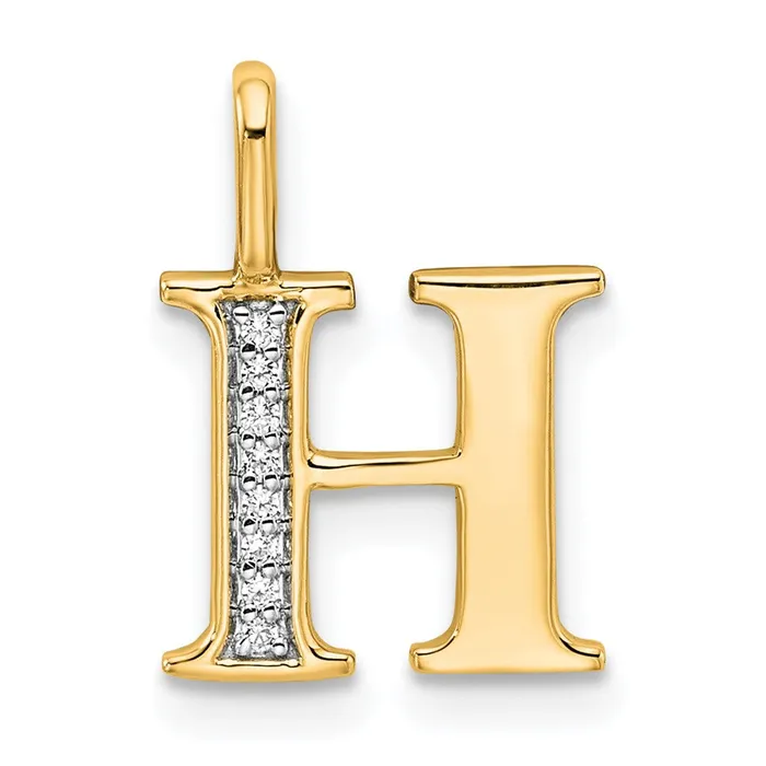 TreasureFineJewelers Necklaces 14k Yellow Gold Diamond Letter H Initial Pendant TreasureFineJewelers Necklaces 14k Yellow Gold Diamond Letter H Initial Pendant