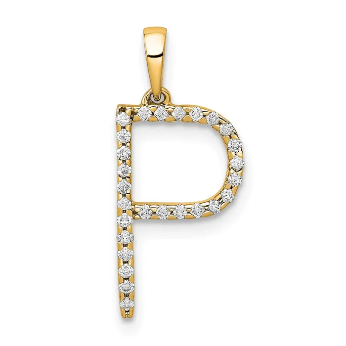 TreasureFineJewelers Necklaces 14k Yellow Gold Diamond Letter P Initial Pendant TreasureFineJewelers Necklaces 14k Yellow Gold Diamond Letter P Initial Pendant