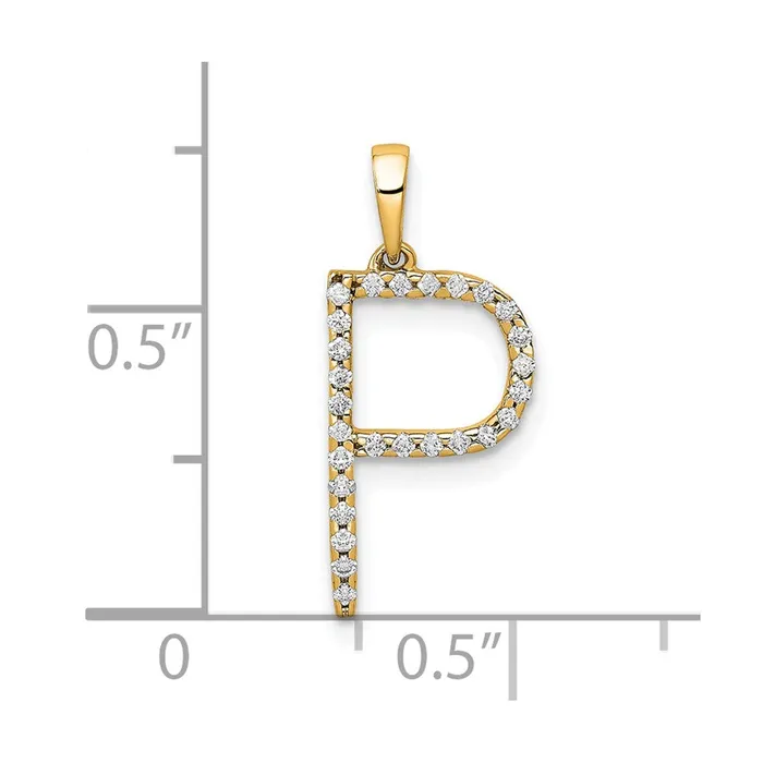 TreasureFineJewelers Necklaces 14k Yellow Gold Diamond Letter P Initial Pendant