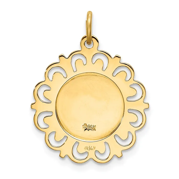 TreasureFineJewelers Necklaces 14k Yellow Gold Our Lady of Lourdes Medal Pendant