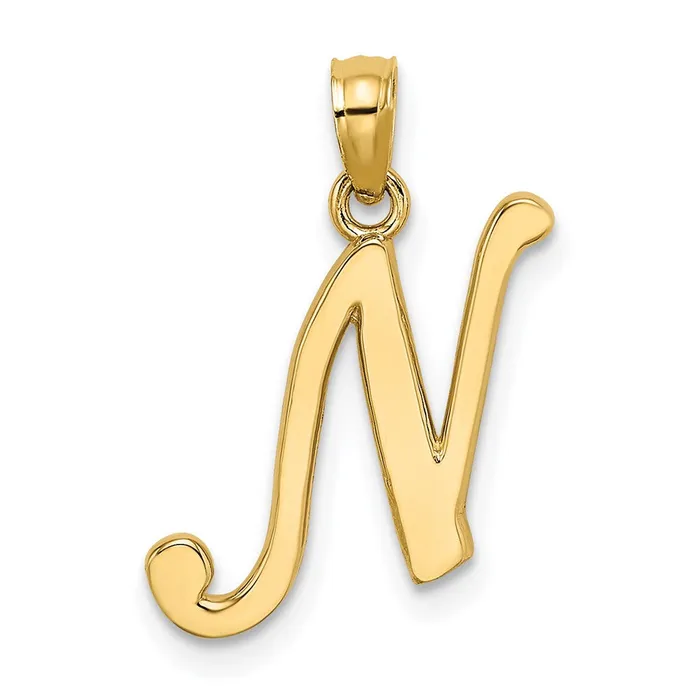 TreasureFineJewelers Necklaces 14k Yellow Gold Script Letter N Initial Pendant TreasureFineJewelers Necklaces 14k Yellow Gold Script Letter N Initial Pendant