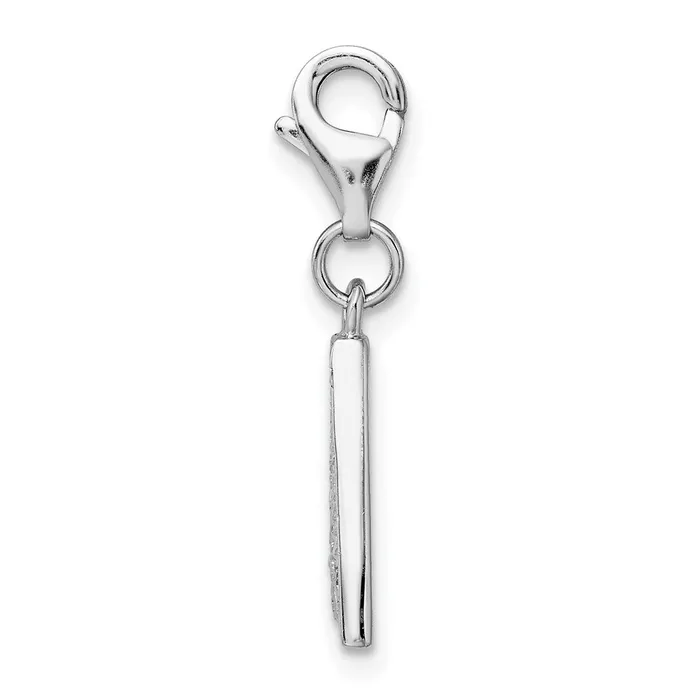 TreasureFineJewelers Necklaces Amore La Vita Sterling Silver Rhodiumplated Polished CZ Letter A Initial Charm with Fancy Lobster Clasp