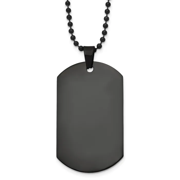 TreasureFineJewelers Necklaces Chisel Stainless Steel Polished Black IPplated Dog Tag on a 20 inch Ball Chain Necklace TreasureFineJewelers Necklaces Chisel Stainless Steel Polished Black IPplated Dog Tag on a 20 inch Ball Chain Necklace