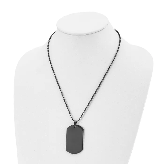 TreasureFineJewelers Necklaces Chisel Stainless Steel Polished Black IPplated Dog Tag on a 20 inch Ball Chain Necklace